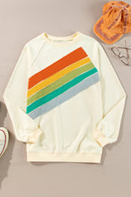 Load image into Gallery viewer, Apricot Rainbow Colorblock Striped Pullover Sweatshirt
