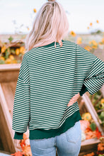 Load image into Gallery viewer, Brown Stripe Loose Drop Shoulder Long Sleeve Top
