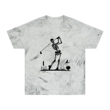 Load image into Gallery viewer, Skeleton Golf Unisex Color Blast T-Shirt Graphic Tee Halloween Spooky
