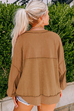 Load image into Gallery viewer, Chestnut Drop Shoulder Henley Buttons Sweatshirt
