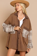 Load image into Gallery viewer, Long Sleeve With Plaid Detail Sleeve Shacket
