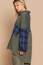 Load image into Gallery viewer, Long Sleeve With Plaid Detail Sleeve Shacket
