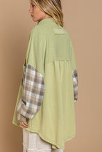 Load image into Gallery viewer, Long Sleeve With Plaid Detail Sleeve Shacket
