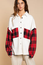 Load image into Gallery viewer, Long Sleeve With Plaid Detail Sleeve Shacket
