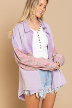 Load image into Gallery viewer, Long Sleeve With Plaid Detail Sleeve Shacket
