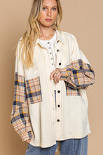 Load image into Gallery viewer, Long Sleeve With Plaid Detail Sleeve Shacket
