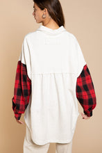 Load image into Gallery viewer, Long Sleeve With Plaid Detail Sleeve Shacket
