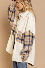 Load image into Gallery viewer, Long Sleeve With Plaid Detail Sleeve Shacket
