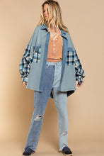 Load image into Gallery viewer, Long Sleeve With Plaid Detail Sleeve Shacket
