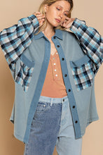 Load image into Gallery viewer, Long Sleeve With Plaid Detail Sleeve Shacket
