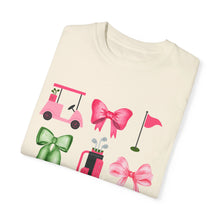 Load image into Gallery viewer, Girly Golf Coquette Bow Unisex Garment-Dyed Graphic T-shirt
