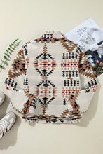 Load image into Gallery viewer, Beige Aztec Printed Stand Neck Zip Up Jacket
