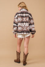 Load image into Gallery viewer, BOONE Aztec Teddy Mock Neck Zip Up Pullover
