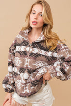 Load image into Gallery viewer, BOONE Aztec Teddy Mock Neck Zip Up Pullover
