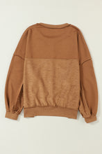 Load image into Gallery viewer, Chestnut Drop Shoulder Henley Buttons Sweatshirt
