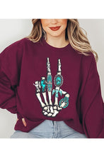 Load image into Gallery viewer, BARSTOW Skeleton Concho Rings Graphic Fleece Sweatshirts
