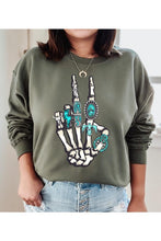 Load image into Gallery viewer, BARSTOW Skeleton Concho Rings Graphic Fleece Sweatshirts
