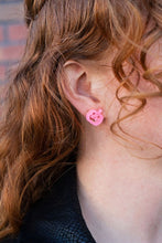 Load image into Gallery viewer, Jack O Lantern Pumpkin Studs - Pink Glitter
