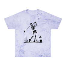 Load image into Gallery viewer, Skeleton Golf Unisex Color Blast T-Shirt Graphic Tee Halloween Spooky
