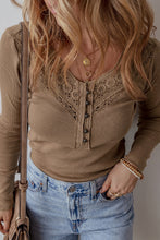 Load image into Gallery viewer, Chestnut Anglaise Broider Ribbed Long Sleeve Top
