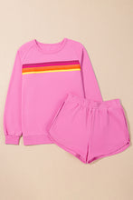 Load image into Gallery viewer, Bonbon Striped Accent Pullover and Shorts Two Piece Casual Set
