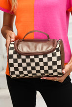 Load image into Gallery viewer, Black Checkered PU Leather Zipper Makeup Bag
