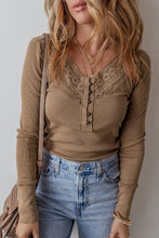 Load image into Gallery viewer, Chestnut Anglaise Broider Ribbed Long Sleeve Top
