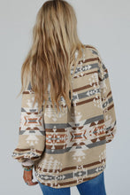 Load image into Gallery viewer, Apricot Aztec Print Collared Flap Pocket Sweatshirt
