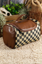 Load image into Gallery viewer, Black Checkered PU Leather Zipper Makeup Bag
