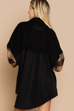 Load image into Gallery viewer, Long Sleeve With Plaid Detail Sleeve Shacket
