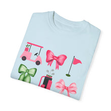 Load image into Gallery viewer, Girly Golf Coquette Bow Unisex Garment-Dyed Graphic T-shirt
