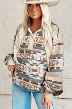 Load image into Gallery viewer, Apricot Aztec Print Collared Flap Pocket Sweatshirt
