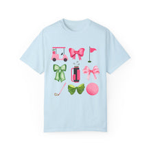 Load image into Gallery viewer, Girly Golf Coquette Bow Unisex Garment-Dyed Graphic T-shirt
