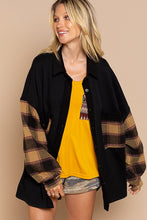 Load image into Gallery viewer, Long Sleeve With Plaid Detail Sleeve Shacket
