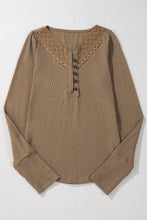 Load image into Gallery viewer, Chestnut Anglaise Broider Ribbed Long Sleeve Top
