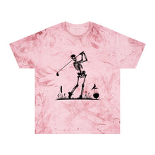 Load image into Gallery viewer, Skeleton Golf Unisex Color Blast T-Shirt Graphic Tee Halloween Spooky
