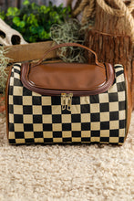 Load image into Gallery viewer, Black Checkered PU Leather Zipper Makeup Bag
