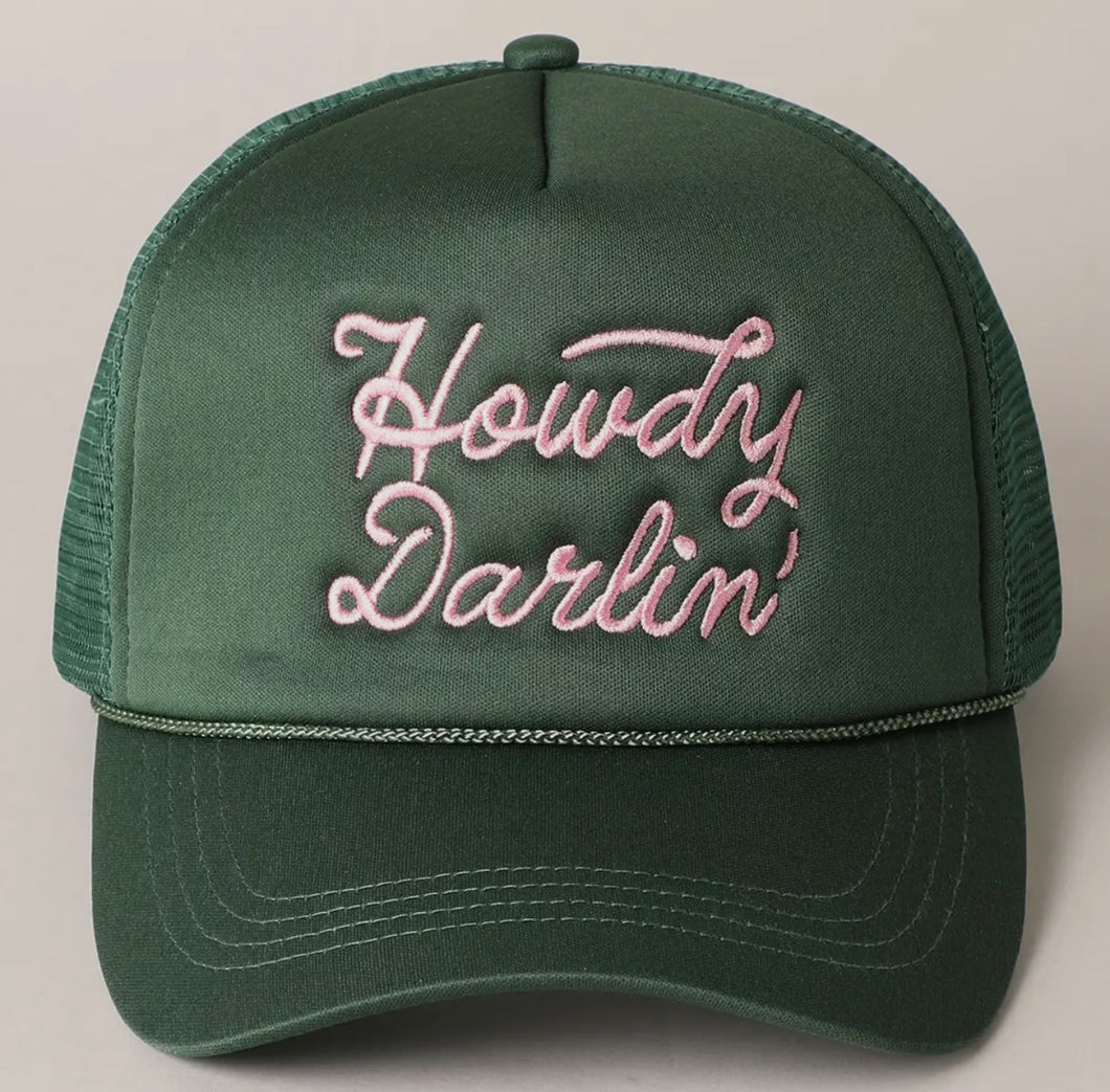 Howdy Darlin' Embroidered Mesh Back Trucker Hat Cap