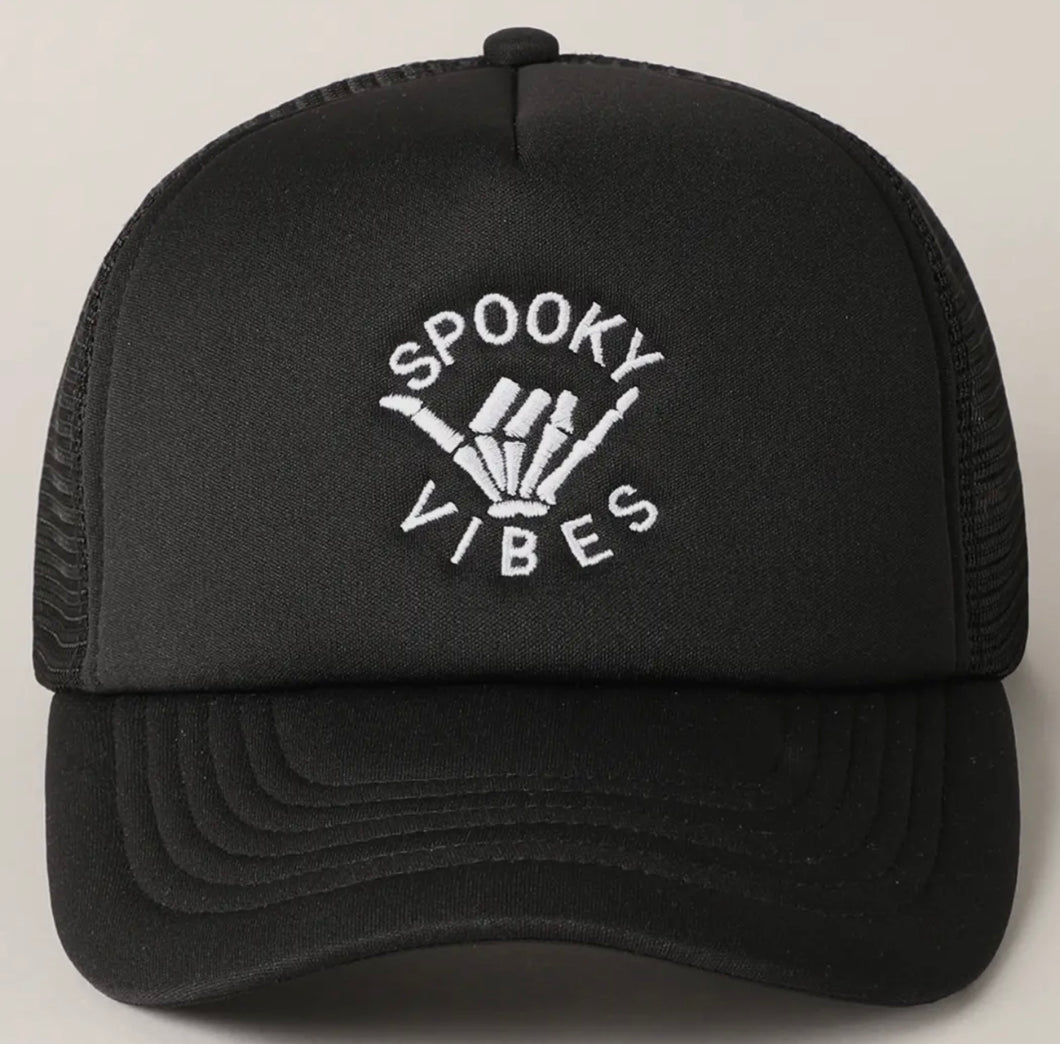 Spooky Vibes Embroidered Mesh Back Trucker Hat Cap