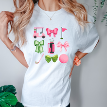 Load image into Gallery viewer, Girly Golf Coquette Bow Unisex Garment-Dyed Graphic T-shirt
