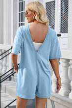 Load image into Gallery viewer, Lovelet Backless Round Neck Half Sleeve Romper
