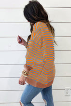 Load image into Gallery viewer, Brown Stripe Casual Stripe Colorblock Drop Shoulder Oversize Sweatshirt
