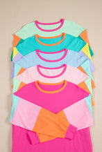 Load image into Gallery viewer, Green Colorblock Patchwork Long Sleeve Loose Top
