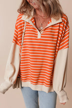 Load image into Gallery viewer, DAISY Slit Striped Long Sleeve Sweatshirt
