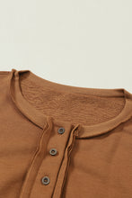 Load image into Gallery viewer, Chestnut Drop Shoulder Henley Buttons Sweatshirt
