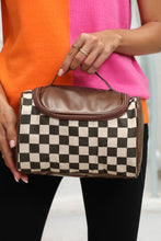 Load image into Gallery viewer, Black Checkered PU Leather Zipper Makeup Bag
