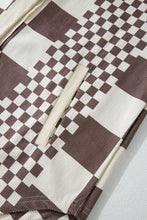 Load image into Gallery viewer, Brown Checkered Print Patchwork Corduroy Shacket
