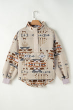 Load image into Gallery viewer, Apricot Aztec Print Collared Flap Pocket Sweatshirt
