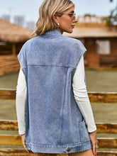 Load image into Gallery viewer, ELY Button Up Collared Neck Sleeveless Denim Jacket
