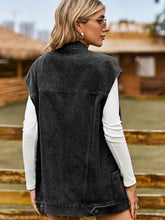 Load image into Gallery viewer, ELY Button Up Collared Neck Sleeveless Denim Jacket
